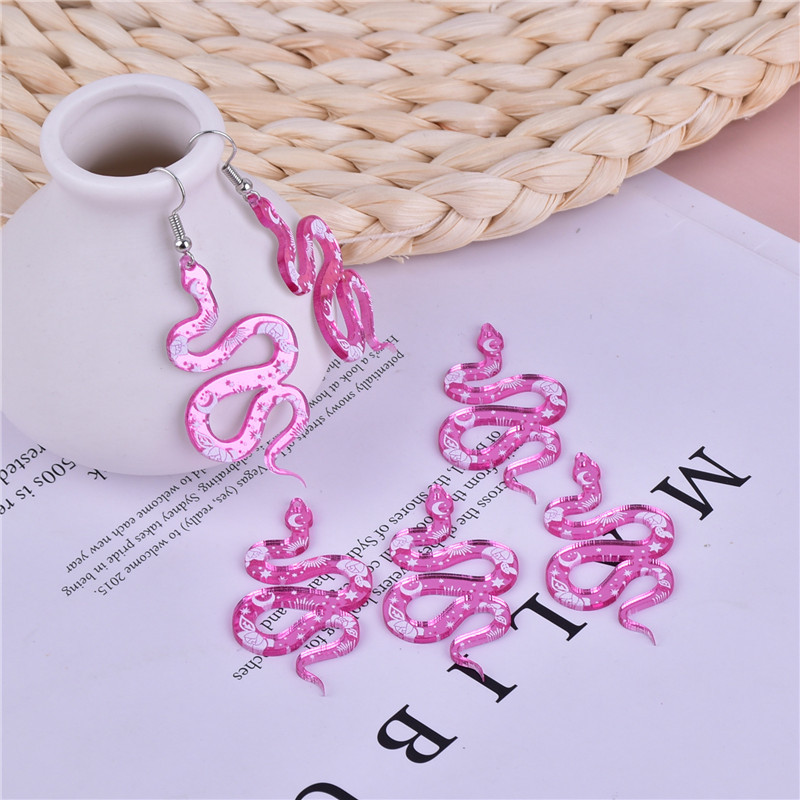 Roz 10 bucăți 48 * 22 mm, flori de lună, șarpe, farmece arcilice pentru realizarea de design de bijuterii de cercei DIY