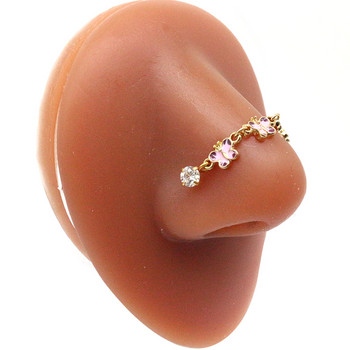 Piercing Jewelry νέο σχέδιο αλυσίδα μύτης πεταλούδα δαχτυλίδι χύμα για γυναίκες τρυπώντας πεταλούδα μύτη γέφυρα κοσμήματα μύτης με αλυσίδα