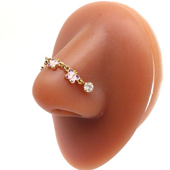 Piercing Jewelry νέο σχέδιο αλυσίδα μύτης πεταλούδα δαχτυλίδι χύμα για γυναίκες τρυπώντας πεταλούδα μύτη γέφυρα κοσμήματα μύτης με αλυσίδα