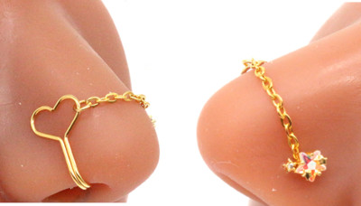 Bijuterii piercing nou design fluture lanț inel nas vrac pentru femei piercing fluture nas punte nas bijuterii cu lanț