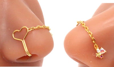 Bijuterii piercing nou design fluture lanț inel nas vrac pentru femei piercing fluture nas punte nas bijuterii cu lanț