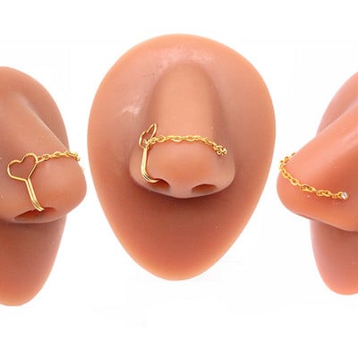 Bijuterii piercing nou design fluture lanț inel nas vrac pentru femei piercing fluture nas punte nas bijuterii cu lanț