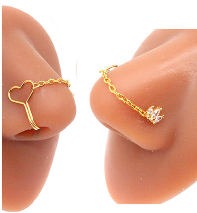 Bijuterii piercing nou design fluture lanț inel nas vrac pentru femei piercing fluture nas punte nas bijuterii cu lanț