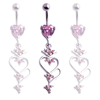 1 τμχ Fashion Crystal Heart Navel Κοσμήματα Δαχτυλίδι Shinying Love Heart Decor Piercing κοσμήματα