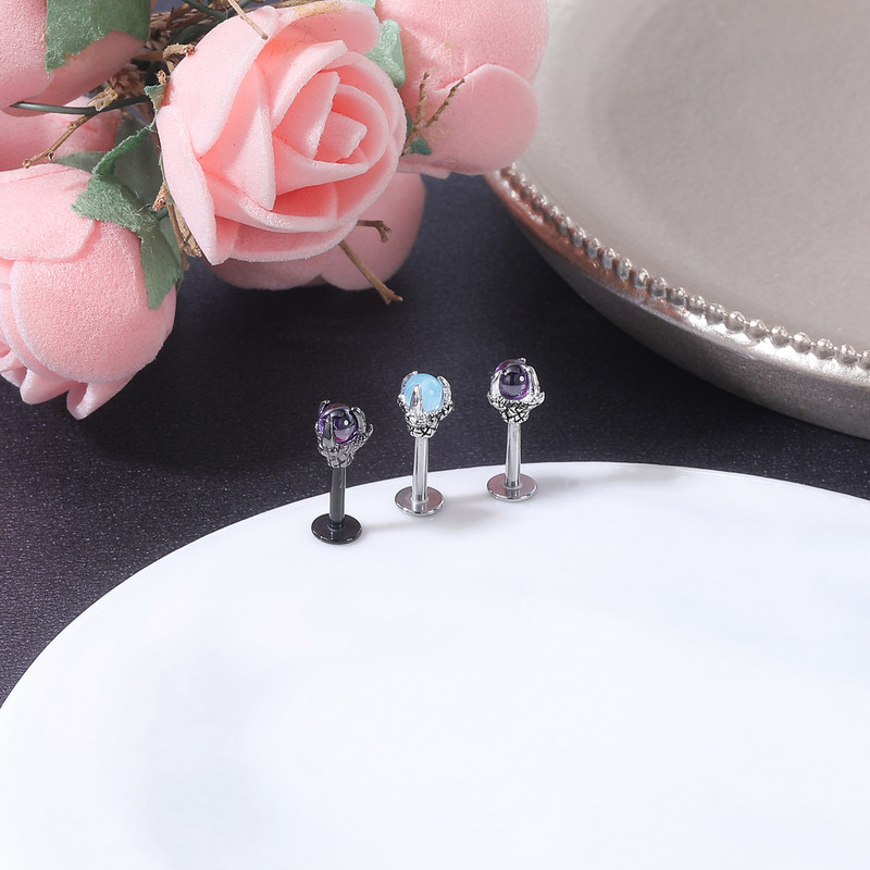 AOEDEJ 16G Dragon Claw Buze Stud Piercing Inel Labret din oțel inoxidabil Dragon Claw Conch Tragus Cercei 2022 Piercing Bijuterii