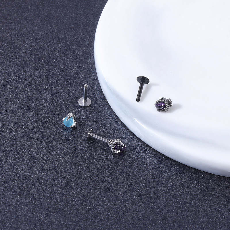 AOEDEJ 16G Dragon Claw Buze Stud Piercing Inel Labret din oțel inoxidabil Dragon Claw Conch Tragus Cercei 2022 Piercing Bijuterii