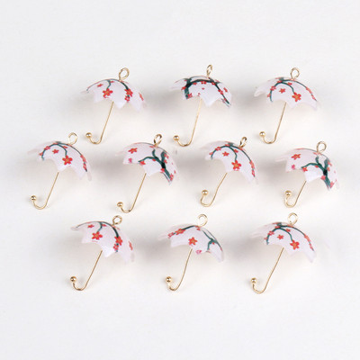 10 τμχ 20x23mm Bird Flowers Print Ομπρέλα Κρεμαστό Γούρια για Σκουλαρίκια Κολιέ Μπρελόκ Ακρυλικά Αξεσουάρ Κατασκευής κοσμημάτων DIY