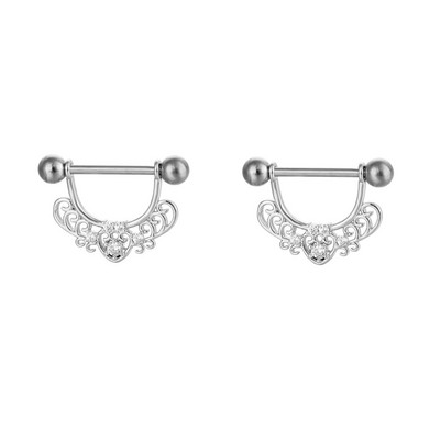 Inel sexy pentru mamelon, din oțel inoxidabil, zircon, în formă de U, cu bară, știfturi pentru mamelon, Piercing Helix, Piercing pentru corp, bijuterii pentru unghii papilare