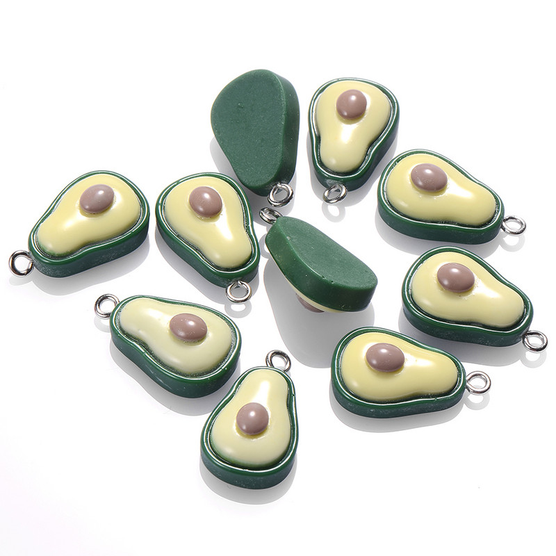 5/10 gab Avokado sveķu piekariņi sēņu smieklīgi augļu piekariņi kuloni DIY piederumiem Auskaru kaklarota rotaslietu izgatavošana