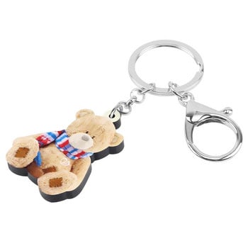 Newei Acrylic Sweet βελούδινο αρκουδάκι Μπρελόκ Lovely Animal Keyring Jewelry for Women Kids Teens Classic Διακόσμηση πορτοφολιού δώρου