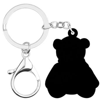 Newei Acrylic Sweet βελούδινο αρκουδάκι Μπρελόκ Lovely Animal Keyring Jewelry for Women Kids Teens Classic Διακόσμηση πορτοφολιού δώρου