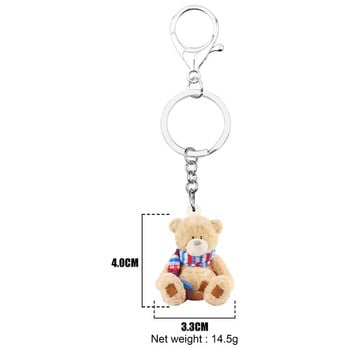 Newei Acrylic Sweet βελούδινο αρκουδάκι Μπρελόκ Lovely Animal Keyring Jewelry for Women Kids Teens Classic Διακόσμηση πορτοφολιού δώρου