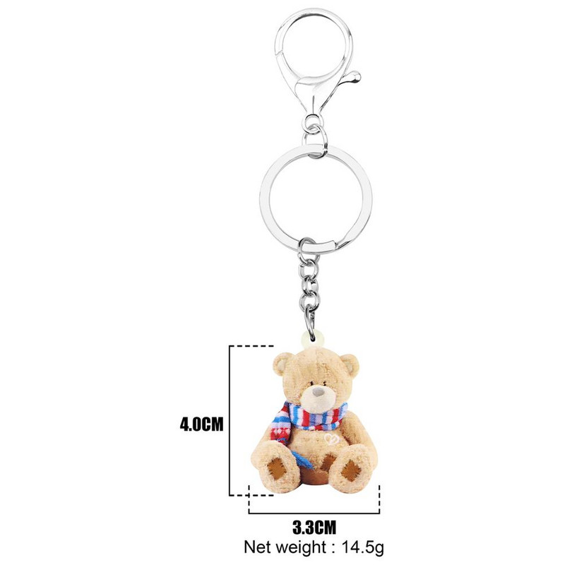 Newei Breloc cu ursuleț de pluș din acrilic dulce de pluș, breloc cu animale minunate, bijuterii pentru femei, copii, adolescenți, cadou clasic, decorare portofel