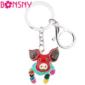 Bonsny aliaj metalic porc minune porc breloc breloc breloc email bijuterii animale pentru femei fete geanta brelocuri masina cadou doamna