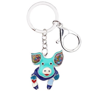 Bonsny Metal Alloy Lovely Piggy Keychain Μπρελόκ Μπρελόκ με σμάλτο Ζωικά κοσμήματα για γυναίκες Τσάντα αυτοκινήτου Γούρια για γυναίκες