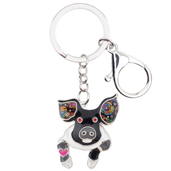 Bonsny Metal Alloy Lovely Piggy Keychain Μπρελόκ Μπρελόκ με σμάλτο Ζωικά κοσμήματα για γυναίκες Τσάντα αυτοκινήτου Γούρια για γυναίκες