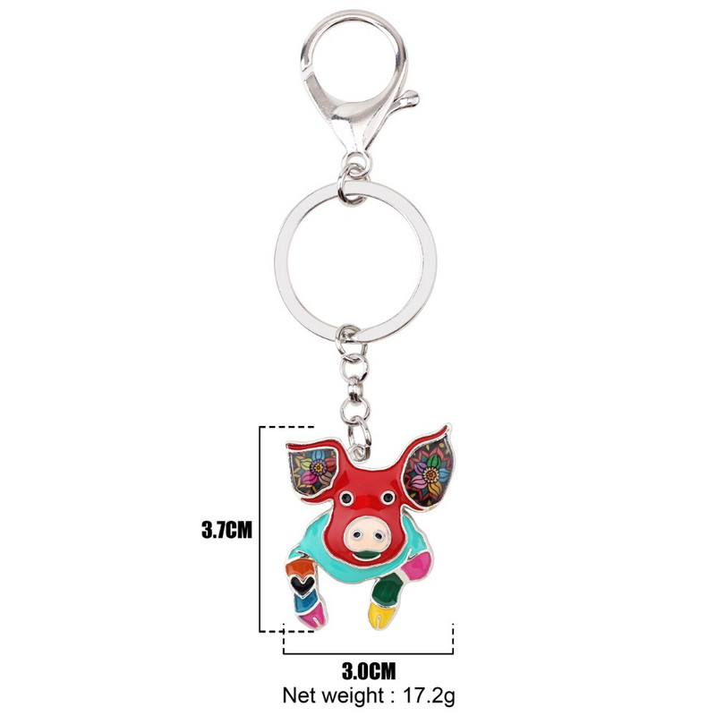 Bonsny aliaj metalic porc minune porc breloc breloc breloc email bijuterii animale pentru femei fete geanta brelocuri masina cadou doamna