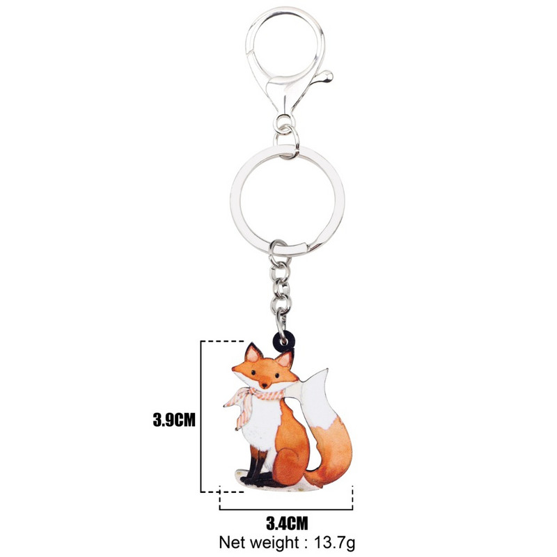 Bonsny akril anime rajzfilm Elegáns Fox kulcstartó kulcstartó nőknek lányoknak táska pénztárca autós női medál pénztárca varázsa ajándék