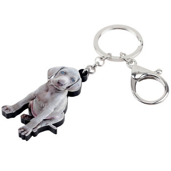 Bonsny Acrylic Sitting Weimaraner Dog Keychain Keychain Ring Ζωικά κοσμήματα για γυναίκες κορίτσια Pet Lovers Τσάντα Γούρια αυτοκινήτου Χονδρική