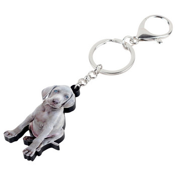 Bonsny Acrylic Sitting Weimaraner Dog Keychain Keychain Ring Ζωικά κοσμήματα για γυναίκες κορίτσια Pet Lovers Τσάντα Γούρια αυτοκινήτου Χονδρική