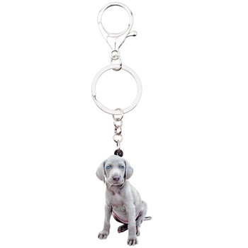 Bonsny Acrylic Sitting Weimaraner Dog Keychain Keychain Ring Ζωικά κοσμήματα για γυναίκες κορίτσια Pet Lovers Τσάντα Γούρια αυτοκινήτου Χονδρική