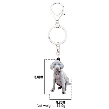 Bonsny Acrylic Sitting Weimaraner Dog Keychain Keychain Ring Ζωικά κοσμήματα για γυναίκες κορίτσια Pet Lovers Τσάντα Γούρια αυτοκινήτου Χονδρική