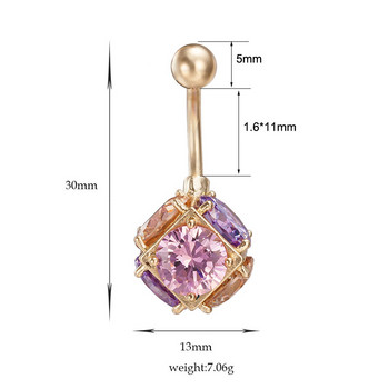 16G Shining Clear CZ Ball Piercing Nombril Belly Button Rings Retro Style Bikini Colorful Clear Clear Cubic Bely Piercing