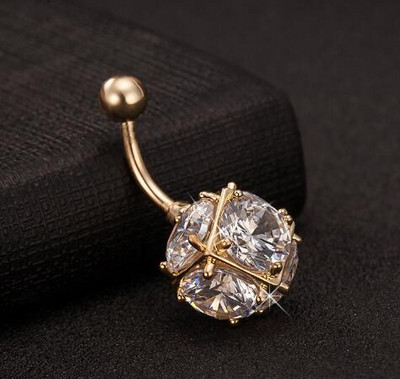 16G Shining Clear CZ Ball Piercing pentru buric Nombril Inele pentru buric Bikini în stil retro Colorat Clear Cubic Piercing pentru buric