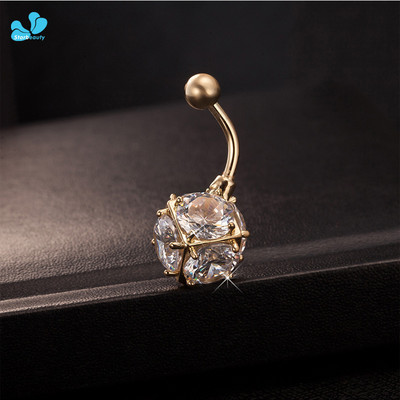 16G Shining Clear CZ Ball Köldök Piercing Nombril Köldök Gyűrűk Retro stílusú Bikini Színes Clear Cubic Belly Piercing