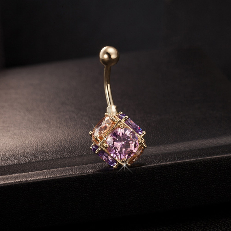 16G Shining Clear CZ Ball Piercing pentru buric Nombril Inele pentru buric Bikini în stil retro Colorat Clear Cubic Piercing pentru buric