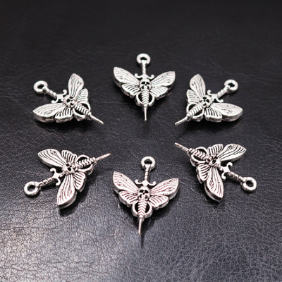 10db ezüstözött pillangó koponya kard medál retro fülbevaló karkötő fém kiegészítők barkács varázslatok ékszer kézműves készítéshez