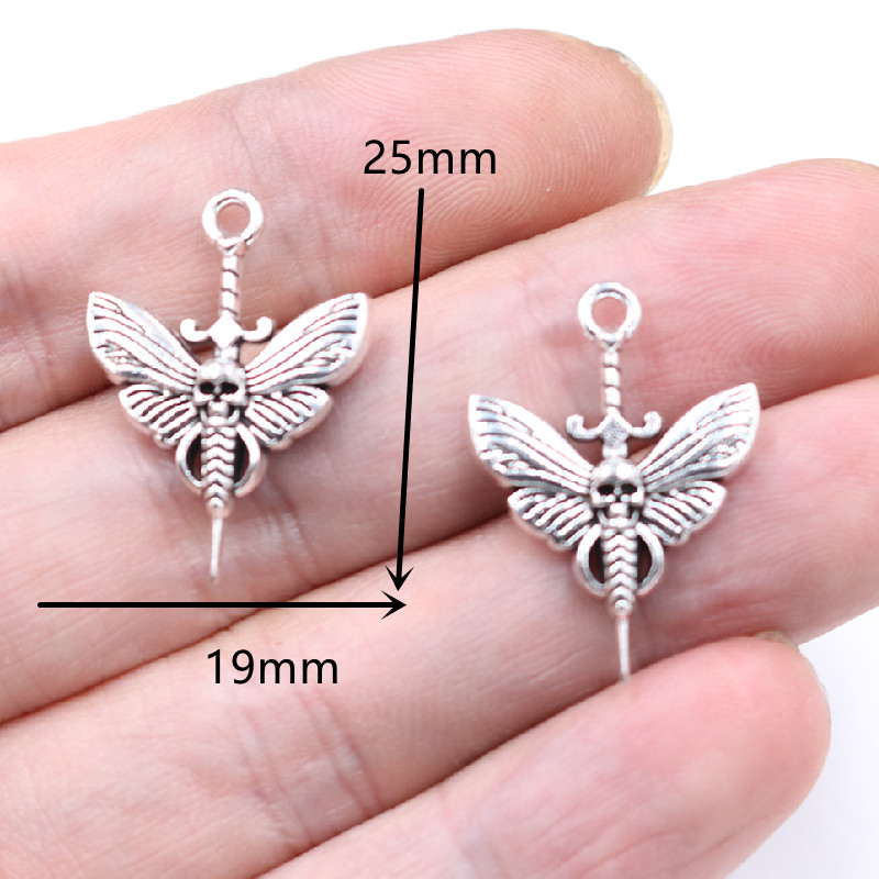 10db ezüstözött pillangó koponya kard medál retro fülbevaló karkötő fém kiegészítők barkács varázslatok ékszer kézműves készítéshez
