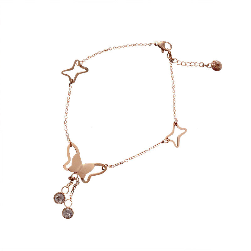 Pandantiv fluture delicat femei glezne bijuterii oțel inoxidabil modă zirconiu cubic gleznă pentru femei