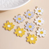 10 bucăți 19*21 farmec cu flori de margarete emailate pentru coliere pandantive cercei DIY colorate mini farmece bijuterii lucrate manual Găsirea de bijuterii
