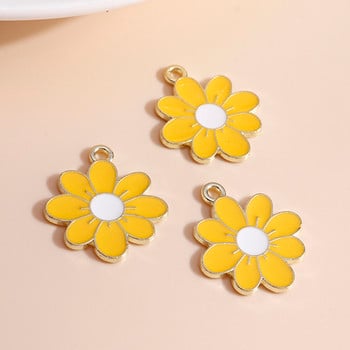 10τμχ 19*21 Σμάλτο Daisy Flower Charms για Κολιέ Κρεμαστά Σκουλαρίκια DIY Πολύχρωμα Μίνι Γούρια Χειροποίητα κοσμήματα Εύρεση Κατασκευή