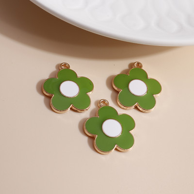 10 bucăți 19*21 farmec cu flori de margarete emailate pentru coliere pandantive cercei DIY colorate mini farmece bijuterii lucrate manual Găsirea de bijuterii