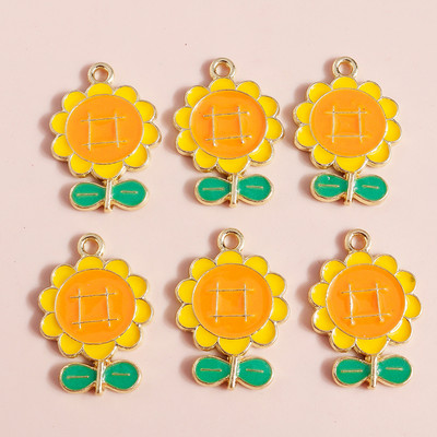10 bucăți 19*21 farmec cu flori de margarete emailate pentru coliere pandantive cercei DIY colorate mini farmece bijuterii lucrate manual Găsirea de bijuterii