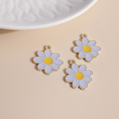 10 bucăți 19*21 farmec cu flori de margarete emailate pentru coliere pandantive cercei DIY colorate mini farmece bijuterii lucrate manual Găsirea de bijuterii