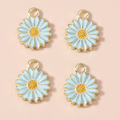 10 bucăți 19*21 farmec cu flori de margarete emailate pentru coliere pandantive cercei DIY colorate mini farmece bijuterii lucrate manual Găsirea de bijuterii