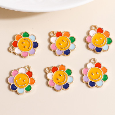 10 bucăți 19*21 farmec cu flori de margarete emailate pentru coliere pandantive cercei DIY colorate mini farmece bijuterii lucrate manual Găsirea de bijuterii