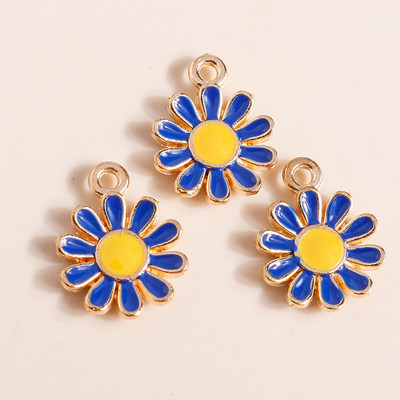 10 bucăți 19*21 farmec cu flori de margarete emailate pentru coliere pandantive cercei DIY colorate mini farmece bijuterii lucrate manual Găsirea de bijuterii