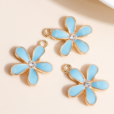 10 bucăți 19*21 farmec cu flori de margarete emailate pentru coliere pandantive cercei DIY colorate mini farmece bijuterii lucrate manual Găsirea de bijuterii