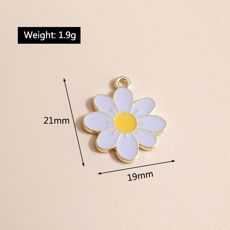 10 bucăți 19*21 farmec cu flori de margarete emailate pentru coliere pandantive cercei DIY colorate mini farmece bijuterii lucrate manual Găsirea de bijuterii