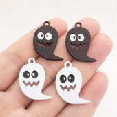 6 bucăți 29*24 mm Brelocuri de Halloween din aliaj de zinc emailat Brelocuri fantome pandantiv Brelocuri de designer potrivite pentru realizarea de bijuterii DIY descoperiri de bijuterii