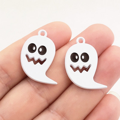 6 bucăți 29*24 mm Brelocuri de Halloween din aliaj de zinc emailat Brelocuri fantome pandantiv Brelocuri de designer potrivite pentru realizarea de bijuterii DIY descoperiri de bijuterii