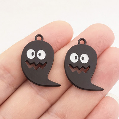 6 bucăți 29*24 mm Brelocuri de Halloween din aliaj de zinc emailat Brelocuri fantome pandantiv Brelocuri de designer potrivite pentru realizarea de bijuterii DIY descoperiri de bijuterii