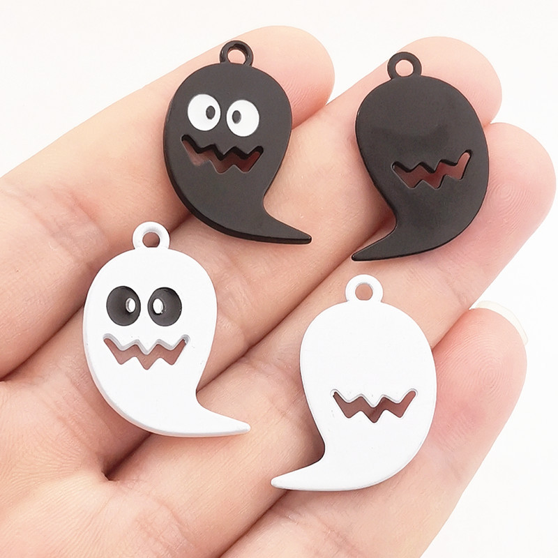 6 bucăți 29*24 mm Brelocuri de Halloween din aliaj de zinc emailat Brelocuri fantome pandantiv Brelocuri de designer potrivite pentru realizarea de bijuterii DIY descoperiri de bijuterii