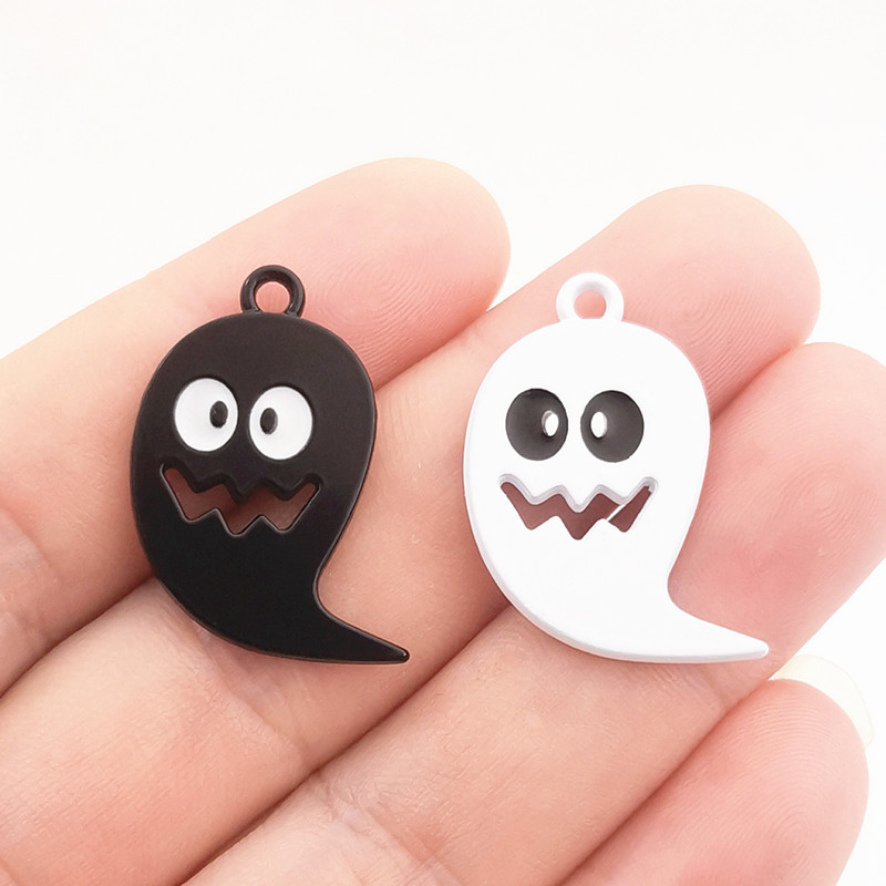 6 bucăți 29*24 mm Brelocuri de Halloween din aliaj de zinc emailat Brelocuri fantome pandantiv Brelocuri de designer potrivite pentru realizarea de bijuterii DIY descoperiri de bijuterii
