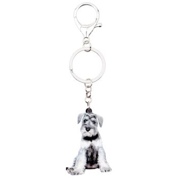 Bonsny Acrylic Sweet Schnauzer Μπρελόκ για σκύλους Δαχτυλίδι Anime Ζωικά κοσμήματα για γυναίκες κορίτσια Γυναικεία τσάντα Γούρια αυτοκινήτου Πορτοφόλι Μαζική