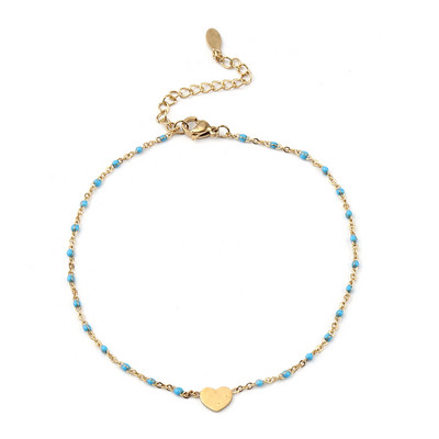 Oțel inoxidabil gleznă inimă cruce infinit email multicolor pe picior gleznă brățări femei picior bijuterii lanț 23 cm, 1 bucată